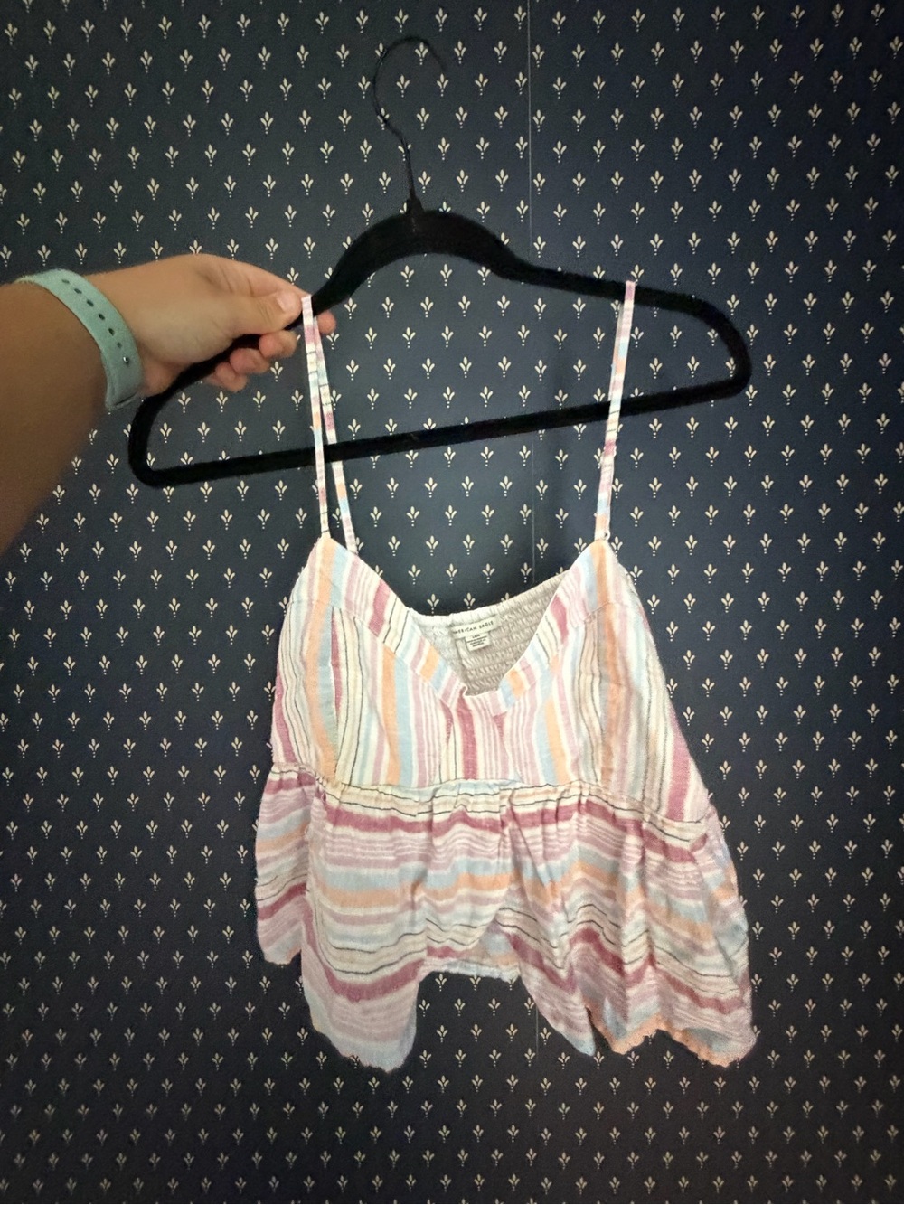 American Eagle Outfitters Pastel Striped Spaghetti Strap Crop Camisole